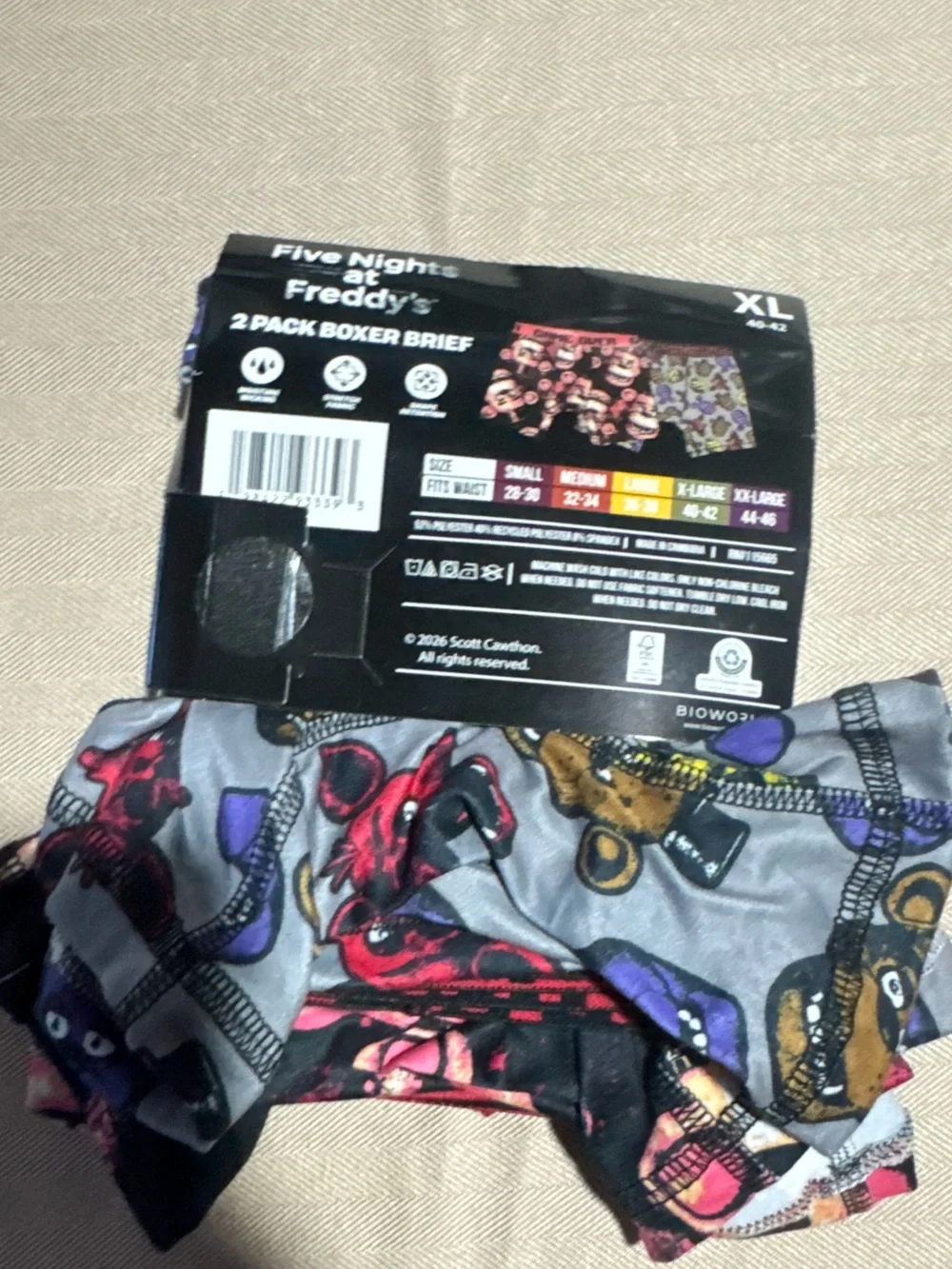 Marvel Five Nights at Freddy's Boxer Briefs‎ - Black & Red